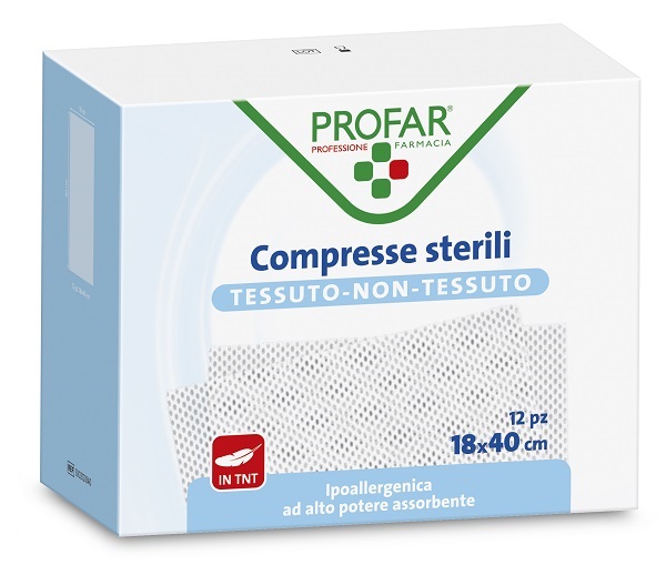 GARZA COMPRESSA TESSUTO NON TESSUTO 18X40 CM 12 PEZZI PROFAR - farmacialombardia.it