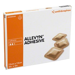 MEDICAZIONE IDROCELLULARE ADESIVA STERILE ALLEVYN ADHESIVE ALTAMENTE ASSORBENTE IN SCHIUMA DI POLIURETANO A STRUTTURA TRISTRATIFICATA 7,5X7,5CM 3 PEZZI - farmacialombardia.it