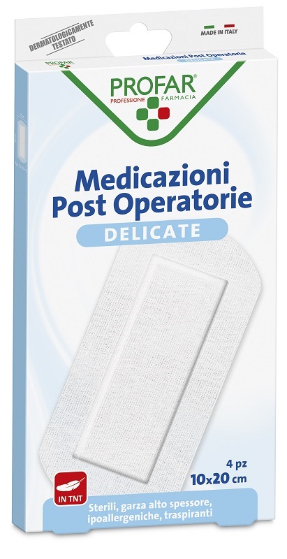 MEDICAZIONE POST OPERATORIA STERILE GARZA ANTIADERENTE 10X20 CM 4 PEZZI PROFAR - farmacialombardia.it