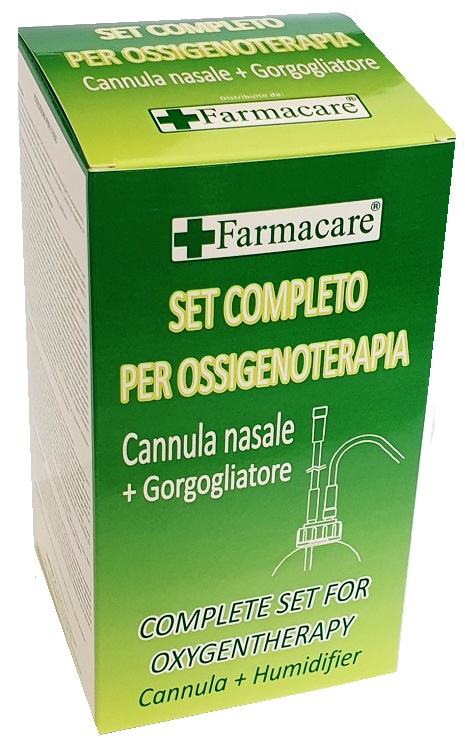 SET PER OSSIGENOTERAPIA CON SOSTEGNO A OCCHIALE MUNITO DI TUBO DI COLLEGAMENTO FLESSIBILE ANTIOTTURAMENTO ED UN GORGOGLIATORE PER UMIDUFUCAZIONE - farmacialombardia.it