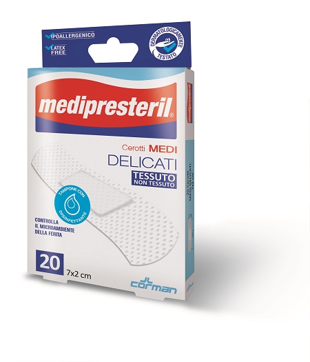 CEROTTO MEDIO MEDIPRESTERIL DELICATO TNT 7X2CM 20 PEZZI - farmacialombardia.it
