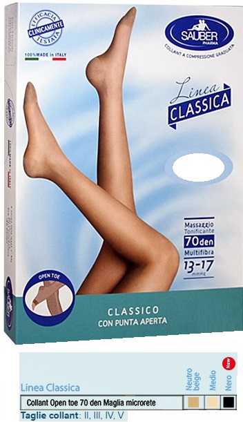 SAUBER COLLANT OPEN TOE MAGLIA MICRORETE 70 DEN COLORE NEUTRO BEIGE 4 LINEA CLASSICA - farmacialombardia.it