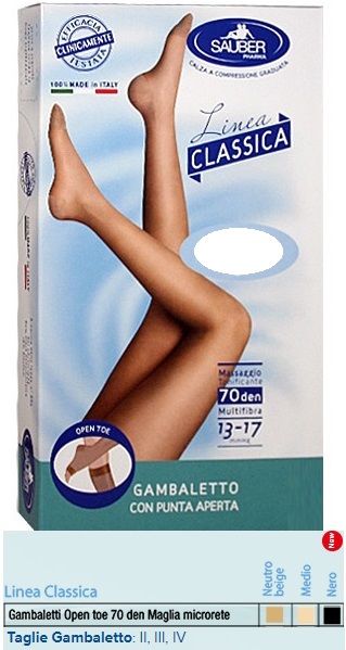 SAUBER GAMBALETTO OPEN TOE MAGLIA MICRORETE 70 DEN COLORE NEUTRO BEIGE TAGLIA 2 LINEA CLASSICA - farmacialombardia.it