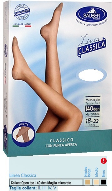 SAUBER COLLANT OPEN TOE MAGLIA MICRORETE 140 DEN COLORE NEUTRO BEIGE 3 LINEA CLASSICA - farmacialombardia.it