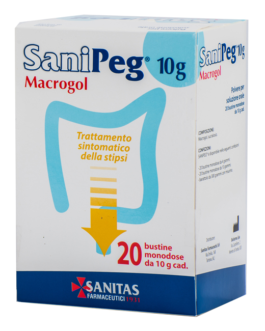 SANIPEG MACROGOL POLVERE PER SOLUZIONE ORALE 20 BUSTE DA 10 G - farmacialombardia.it