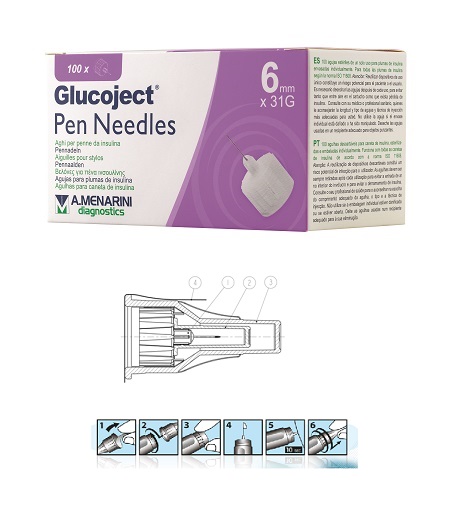 AGO PER PENNA DA INSULINA GLUCOJECT LUNGHEZZA 6 MM GAUGE 31 100 PEZZI - farmacialombardia.it