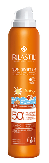 RILASTIL SUN SYSTEM BABY PPT SPF 50+ TRANSPARENT SPRAY WET SKIN 200 ML - farmacialombardia.it