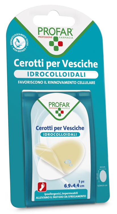 CEROTTO VESCICHE IDROCOLLOIDALE PROFAR 6,9X4,4 5 PEZZI - farmacialombardia.it