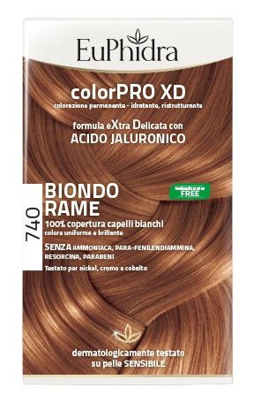 EUPHIDRA COLORPRO XD 740 BIONDO RAME GEL COLORANTE CAPELLI IN FLACONE + ATTIVANTE + BALSAMO + GUANTI - farmacialombardia.it