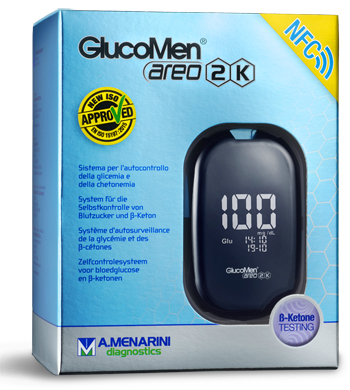 GLUCOMETRO GLUCOMEN AREO 2K PER AUTOMISURAZIONE DELLA GLICEMIA DA SANGUE INTERO CAPILLARE DIMENSIONE 85,5X56X18,2 MM PESO 46 G - farmacialombardia.it