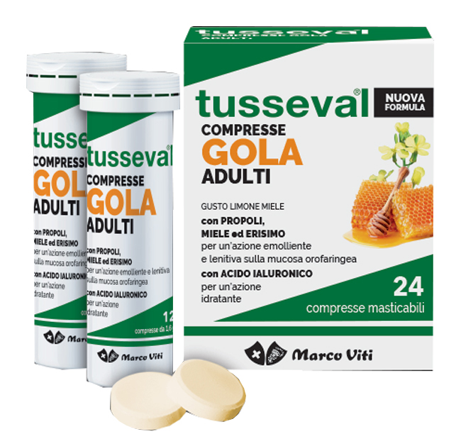 TUSSEVAL GOLA ADULTI 24 COMPRESSE MASTICABILI LIMONE E MIELE - farmacialombardia.it