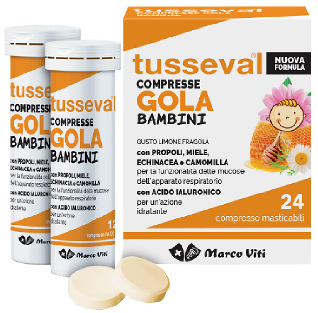 TUSSEVAL GOLA BAMBINI 24 COMPRESSE - farmacialombardia.it