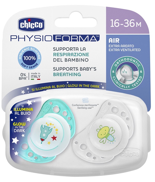 CHICCO SUCCHIETTO AIR LUMI IN SILICONE 16-36 MESI 2 PEZZI - farmacialombardia.it