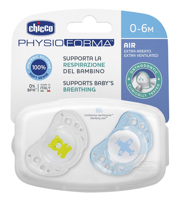 CHICCO SUCCHICCO AIR BOY SILICONE 0-6 MESI 2 PEZZI - farmacialombardia.it