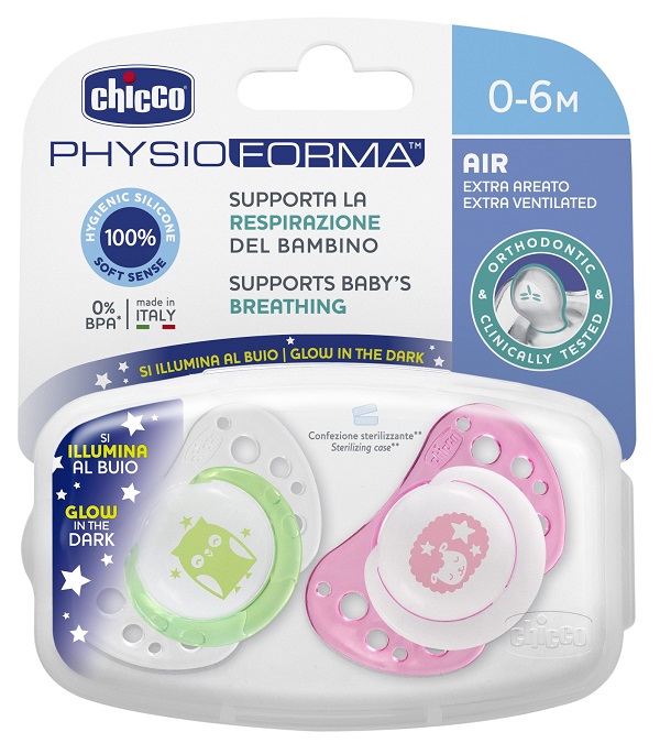 CHICCO SUCCHICCO AIR LUM SILICONE 0-6 MESI 2 PEZZI - farmacialombardia.it