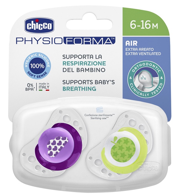 CHICCO SUCCHIETTO AIR GIRL IN SILICONE 6-16 MESI 2 PEZZI - farmacialombardia.it