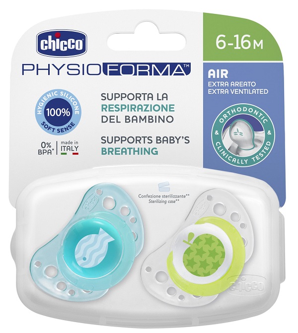 CHICCO SUCCHIETTO AIR BOY IN SILICONE 6-16 MESI 2 PEZZI - farmacialombardia.it