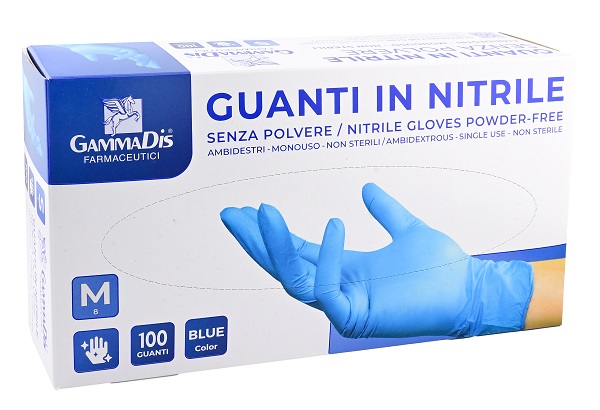 GUANTI NITRILE SENZA POLVERE SMALL 100 PEZZI GAMMADIS - farmacialombardia.it