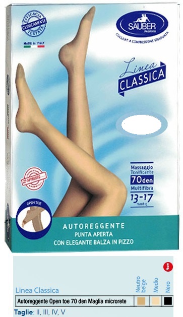 SAUBER AUTOREGGENTE OPEN TOE MAGLIA MICRORETE 70 DEN COLORE NEUTRO BEIGE TAGLIA 5 LINEA CLASSICA - farmacialombardia.it