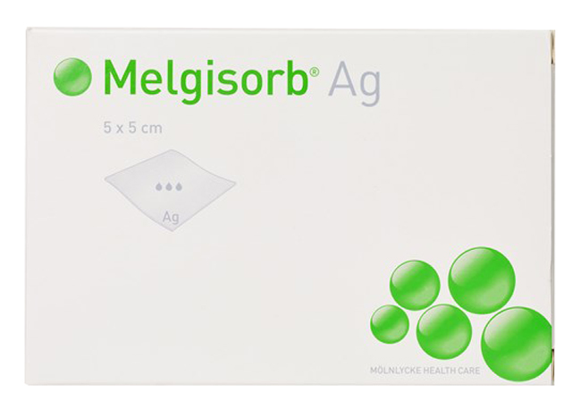 MELGISORB AG MEDICAZIONE ANTIMICROBICA ASSORBENTE IN FIBRE DI ALGINATO CON CARBOSSIMETILCELLULOSA 5X5CM 10 PEZZI - farmacialombardia.it