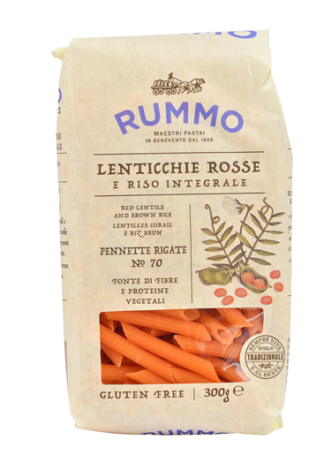 RUMMO PENNETTE RIGATE N 70 LENTICCHIE ROSSE E RISO INTEGRALE 300 G - farmacialombardia.it