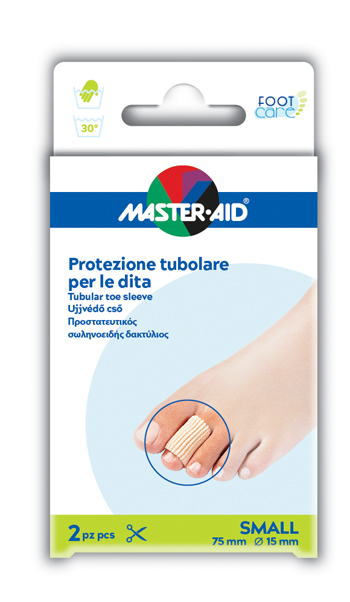 PROTEZIONE TUBOLARE IN GEL MASTER-AID FOOTCARE ELASTICIZZATO SMALL 7,5 CM 15 MM 2 PEZZI C4 - farmacialombardia.it