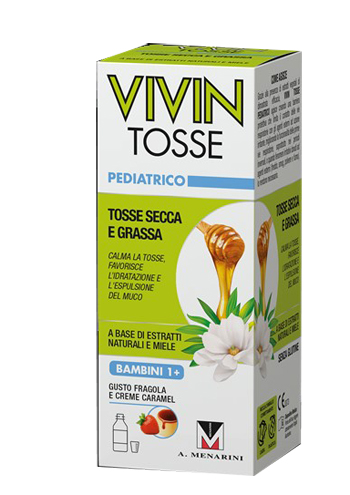 VIVIN TOSSE PEDIATRICO SCIROPPO PER TOSSE SECCA E GRASSA GUSTO FRAGOLA E CREME CARAMEL 150 ML - farmacialombardia.it