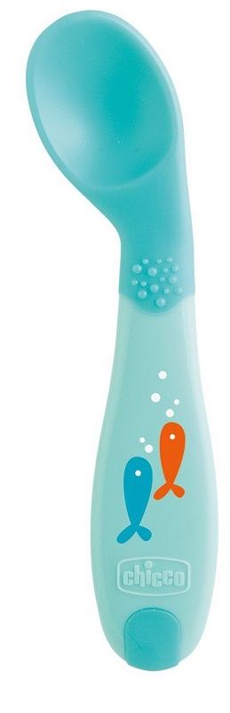 CHICCO CUCCHIAIO ANGOLATO 8M+ AZZURRO - farmacialombardia.it