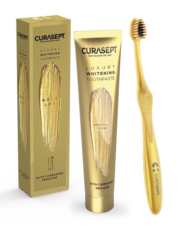 CURASEPT GOLD LUXURY WHITENING DENTIFRICIO 75 ML + SPAZZOLINO - farmacialombardia.it