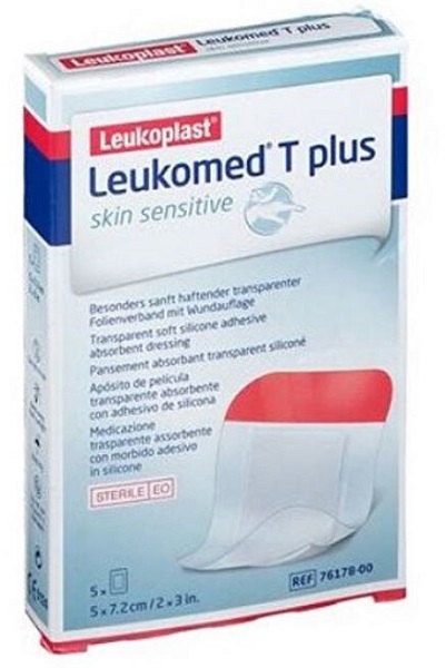 LEUKOMED T PLUS SKIN SENSITIVE MEDICAZIONE POST-OPERATORIA TRASPARENTE IMPERMEABILE CON MASSA ADESIVA AL SILICONE 5X7,2CM 5 PEZZI - farmacialombardia.it
