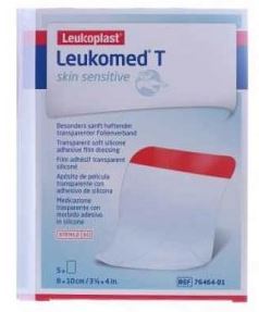 LEUKOMED T PLUS SKIN SENSITIVE MEDICAZIONE POST-OPERATORIA TRASPARENTE MPERMEABILE CON MASSA ADESIVA AL SILICONE 8X10CM 5 PEZZI - farmacialombardia.it