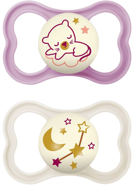 MAM AIR NIGHT SUCCHIETTO 16+ MESI SILICONE FEMMINA 2 PEZZI - farmacialombardia.it