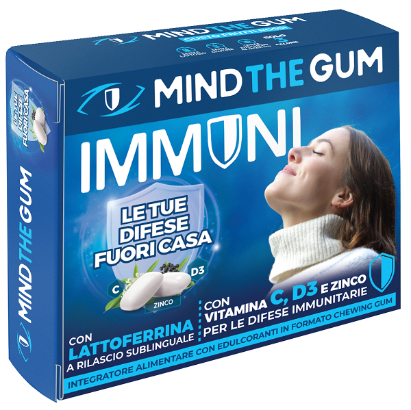 MIND THE GUM IMMUNI CON LATTOFERRINA 18 GOMME CONFETTATE SENZA ZUCCHERO - farmacialombardia.it