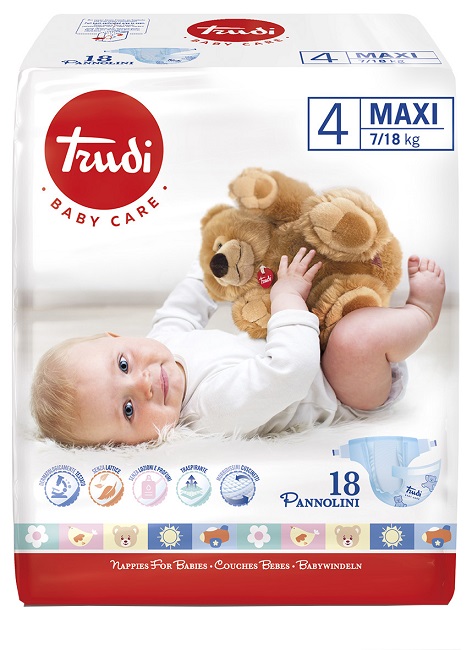 TRUDI BABY CARE PANNOLINO BAMBINI MAXI 7/18 KG 18 PEZZI - farmacialombardia.it