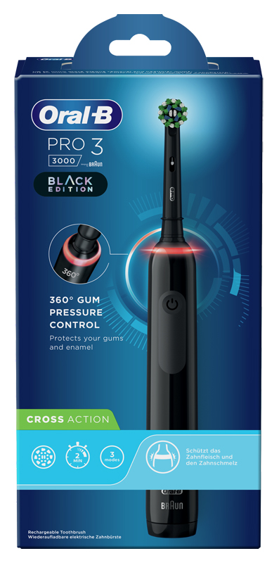 ORALB PRO3 BLACK CROSSACTION SPAZZOLINO ELETTRICO - farmacialombardia.it