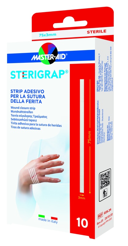 MASTER-AID STERIGRAP STRIP ADESIVO SUTURA FERITE 75X3 MM 10 PEZZI - farmacialombardia.it