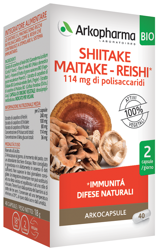 ARKOCAPSULE SHIITAKE MAITAKE REISHI BIO 40 CAPSULE - farmacialombardia.it