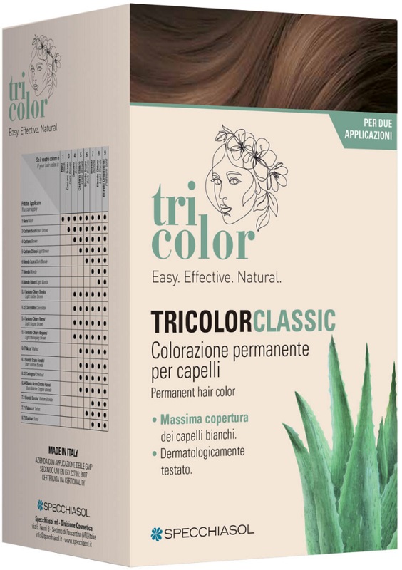 TRICOLOR CLASSIC 4 CASTANO 2 TUBI 50 ML + 2 SHAKER 50 ML + 4 BUSTINE 8 ML - farmacialombardia.it