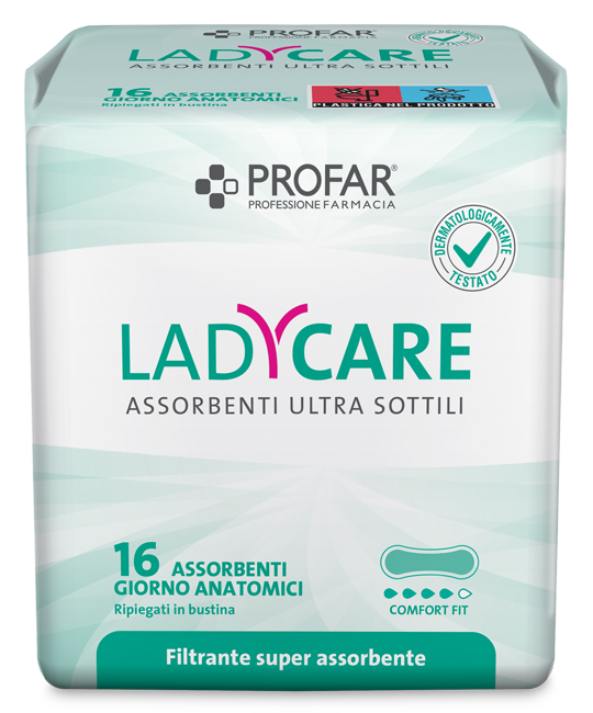 LADYCARE ASSORBENTI GIORNO ANATOMICI 16 PEZZI PROFAR - farmacialombardia.it