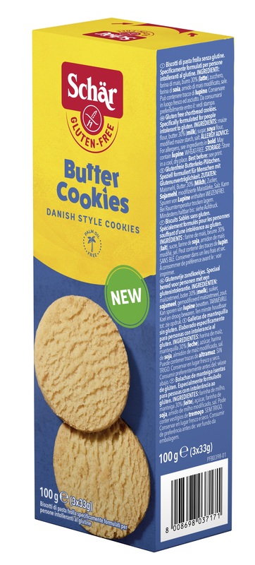 SCHAR BUTTER COOKIES BISCOTTI DI PASTAFROLLA 3 PORZIONI DA 33 G - farmacialombardia.it