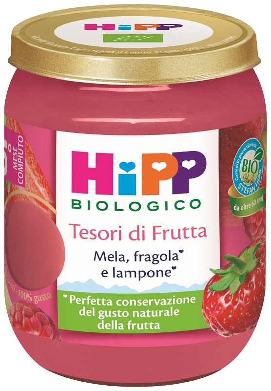 HIPP TESORI FRUTTA MELA FRAGOLA LAMPONE 160 G - farmacialombardia.it