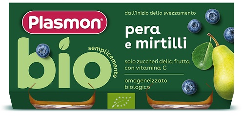 PLASMON OMOGENEIZZATO BIO PERA MIRTILLI 2 VASETTI X 80 G - farmacialombardia.it
